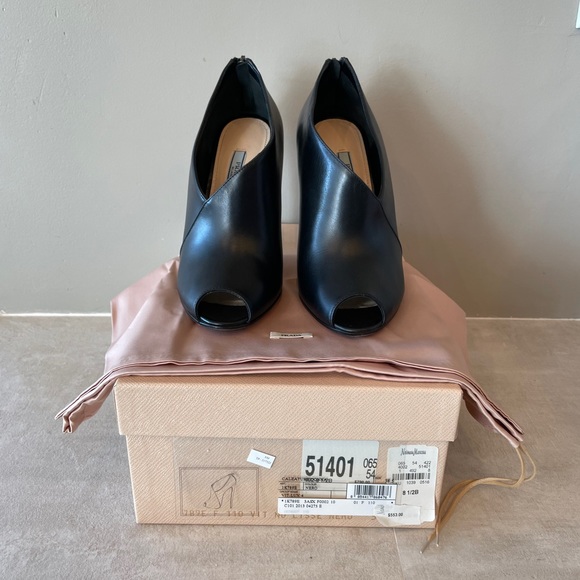 Prada Asymmetric Peep Toe Bootie Size 38.5 - Picture 7 of 8